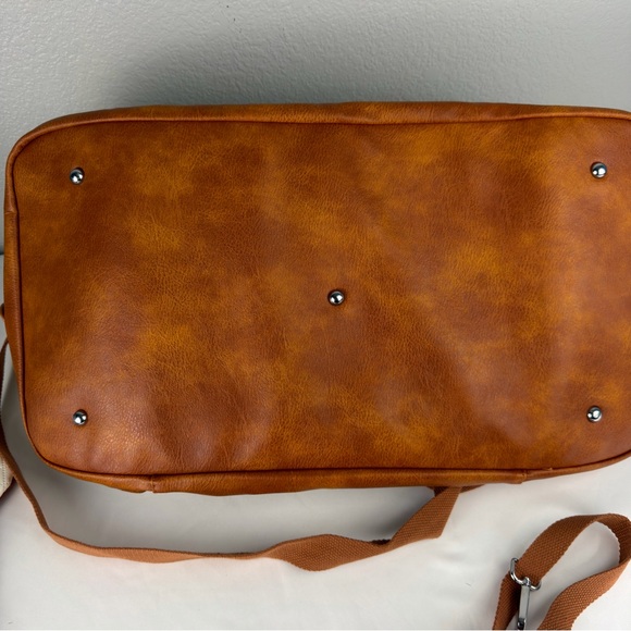 NWOT Weekender Bag Women Travel Duffel Bag Carry On 3 piece set Beige & Brown - Picture 6 of 11